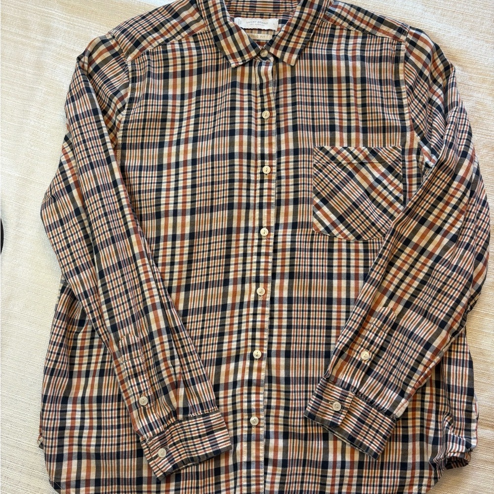 Lucky Brand Women's Multicolor Plaid Button Down Shirt